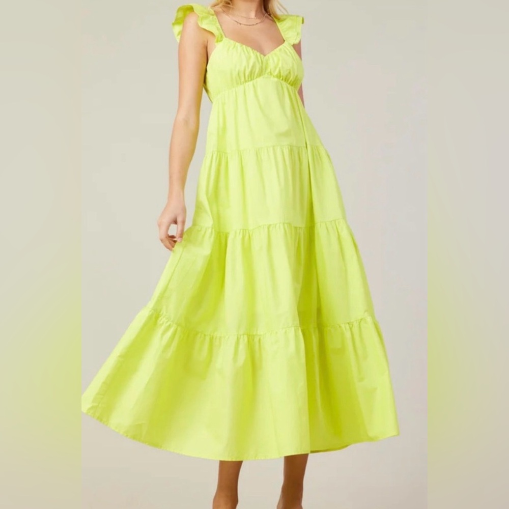 Lime Green Ruffle Maxi Dress